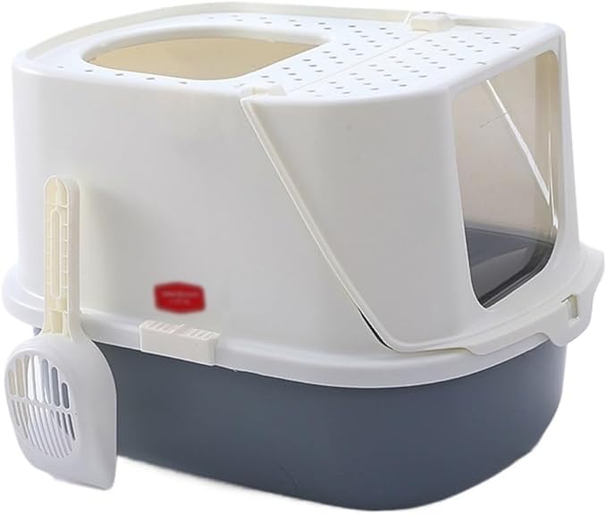 Pet Supplies, Cat Litter Box with Scoop,Enclosed Design for Large Cats, Easy Clean(Gray)