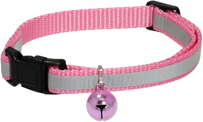 Reflective Cat Collar. Safety Release Buckle. Adjustable Cat Collar (Pink,)