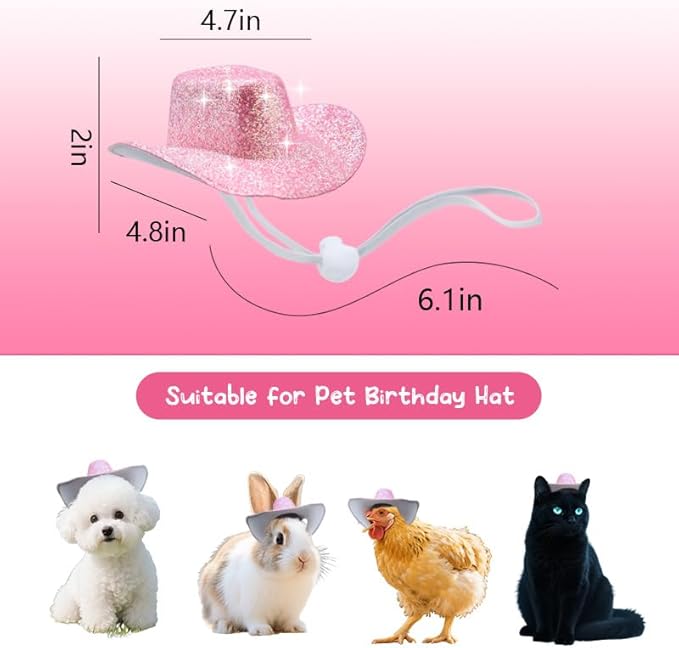 Glitter Cowboy Hats for Dogs Cats Pet Cowgirl Cowboy Accessories for Pet Dog Cat Pink Dog Cowboy Hat for Girl Boy Cowboy Cowgirl Dog Costume for Birthday Christmas Hat for Pet Dog Cat Cowboy Hat Pink