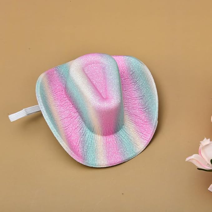 Colorful Pet Cowgirl Hat for Dog Cat Cowgirl Hat Costume for Dogs Cats Cowboy Accessories for Girls Boys Colorful Hats for Cowboy Cowgirl Hair Accessories for Kids Daughter Son Grandkids