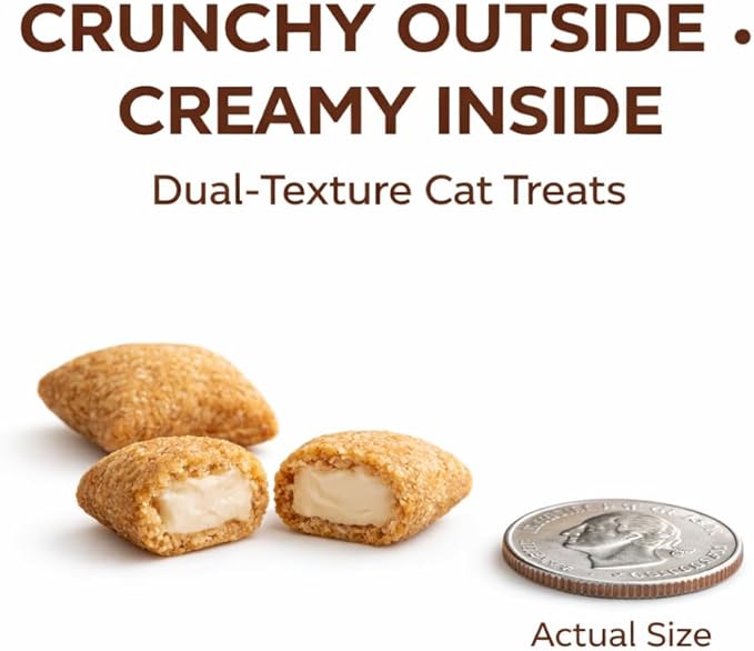 Chicken Cat Treats Crunchy Soft Filled Bites - Healthy Training Treats Indoor Cats Kittens Senior - Low Calorie Cat Snacks Food Topper No Artificial Flavors Wheat Soy Free All Breeds Made in USA 16oz