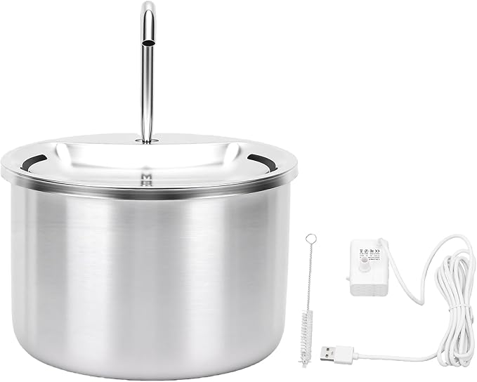 TOPINCN Cat Water Fountain Stainless Steel, 3.2L Pet Water Fountain with Quiet Circulating Filtration System, Automatic Drinking Dispenser for Dogs Cats Feeding Watering Supplies