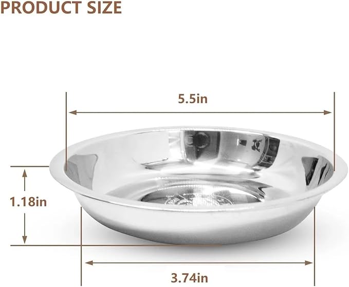 12PCS Cat Bowls,Shallow Wide Flat Food Stainless Steel,Metal Dishes