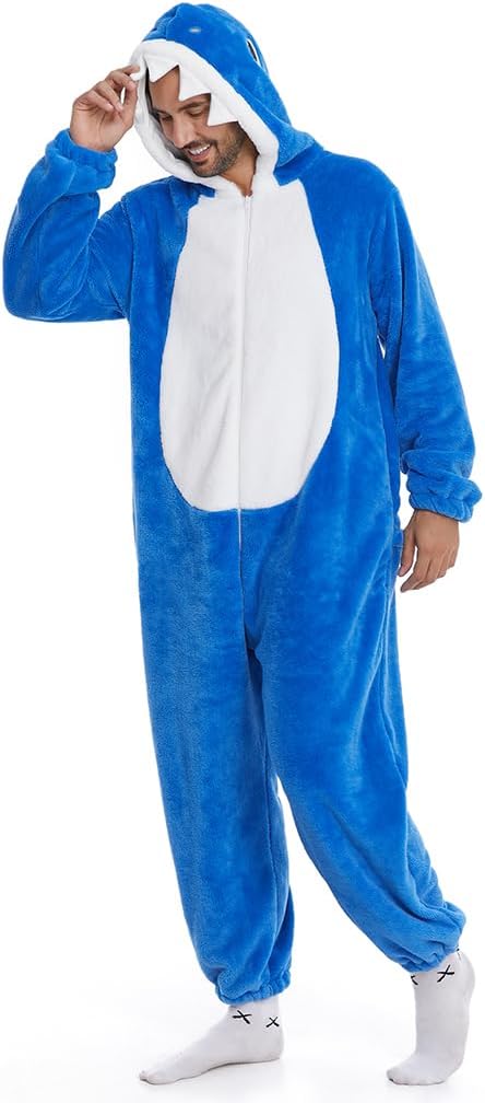 HSCTEK Fuzzy Teddy Fleece Adult Onesies Pajamas - Teen Long Sleeve Zip Up Hooded Blanket Sleep - One Piece Costume