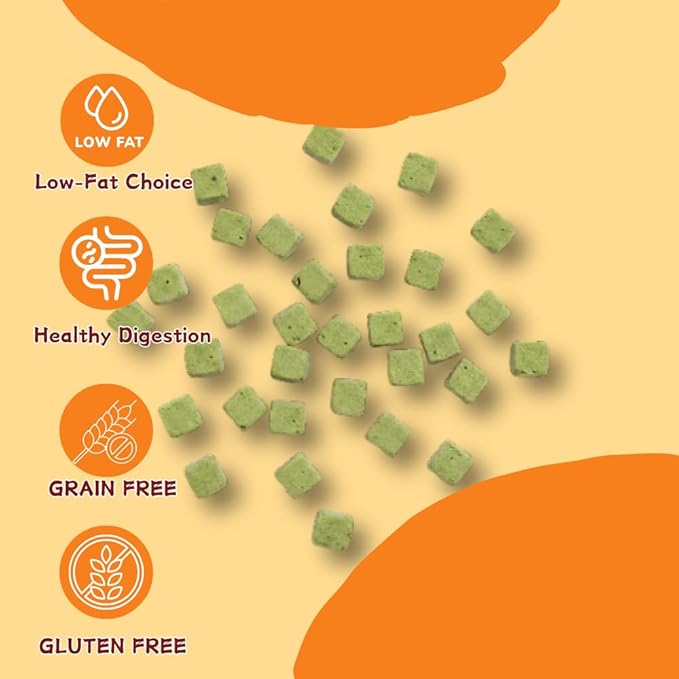Natural Cat Treats with Real Chicken & Cat Grass, A High-Fiber Snack for Hairball Relief & Gut Health, Soft & Chewy Cubes,7.05 Ounce