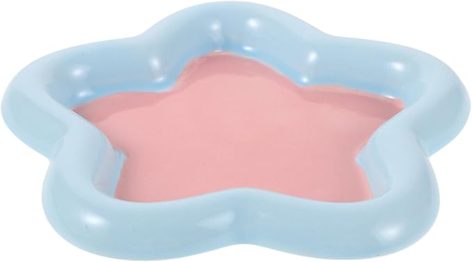 Uonlytech Ceramic Pet Food Bowl and Shallow Dog Dish Whisker-Friendly Small Star-Shaped Plate for Kittens and Small Dogs Feeding and Watering