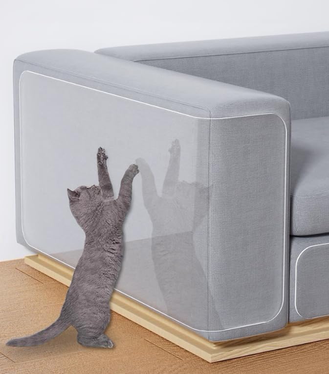 Anti Cat Scratch Furniture Protector 160"x12" | Thickened Vinyl Single Sided Sticky Flexible Guard, Pet Scratch Tape for Couch, Corner, Door, Wall, Bed - Dog & Cat Protection