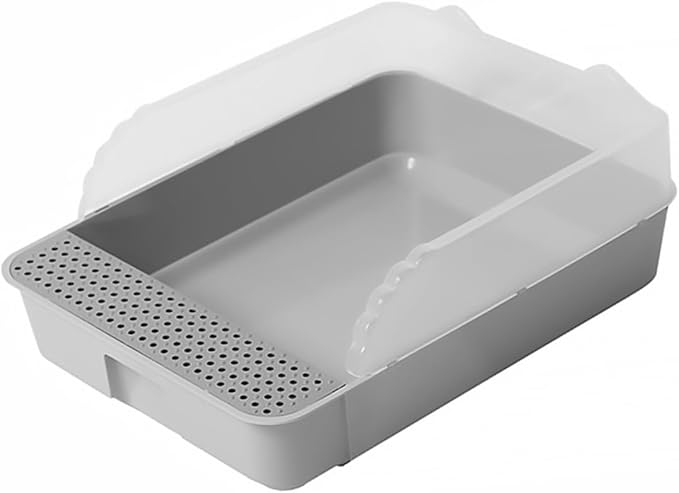 Semi-Enclosed Cat Litter Pan Toilet, Detachable Anti-Splash Durable Polymer Kitten Litter Box, Small Grey Potty for Indoor Cat Housebreaking