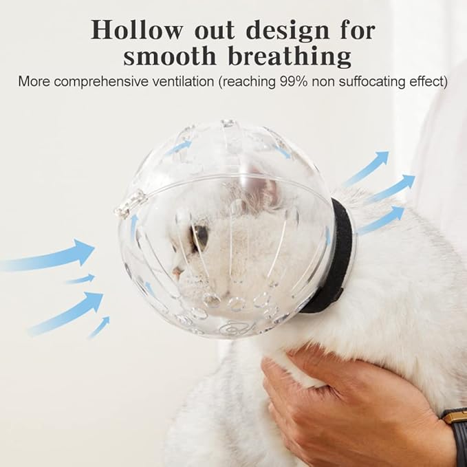 Cat Muzzle for Grooming, Transparent Cat Helmet Anti Bite Muzzles Adjustable Breathable Kitty Hood Anti Bite Bubble Astronaut Groomin Mask for Pet Bath Nail Trimming (m)