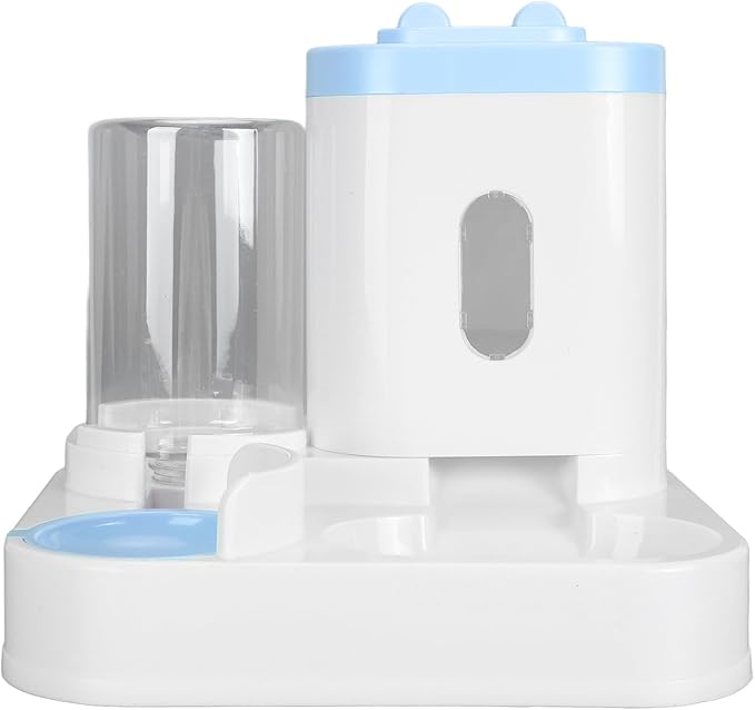 2 in 1 Automatic Cat Feeder and Water Dispenser, Large Capacity Self Feeding Dog Food Dispenser Gravity Food Bowl with 1l Water Tank for Multiple Pets (Blue)