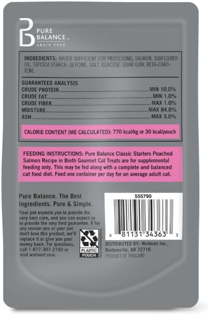 Pure ~ Balance Classic Starters Gourmet Cat Treats, Poached Salmon in Broth, 1.4 oz (Pack of 1)