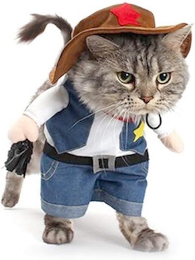 Halloween Cat Cowboy Costume Hat Funny Costume for Cats & Small Dogs- XL