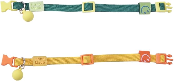 Lamphyface 2 Pack Eastic Cat Collar with Solid-Color Ball Pendant Adjustable Accessory for Cats Puppy Kitten Kitty