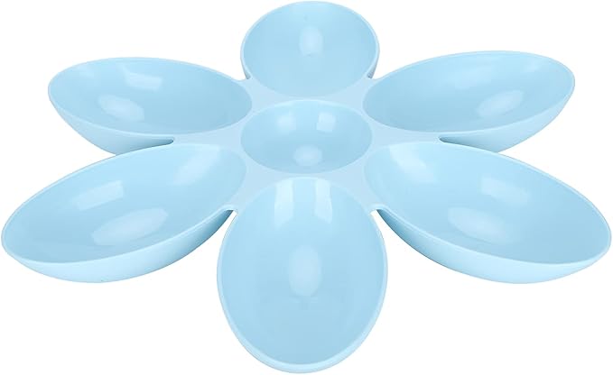 Cat Food Bowl, Plastic Flower Petals Shaped Cat Water Bowls for Feeder, 16.3in Diameter for Cats and Kittens (Blue)