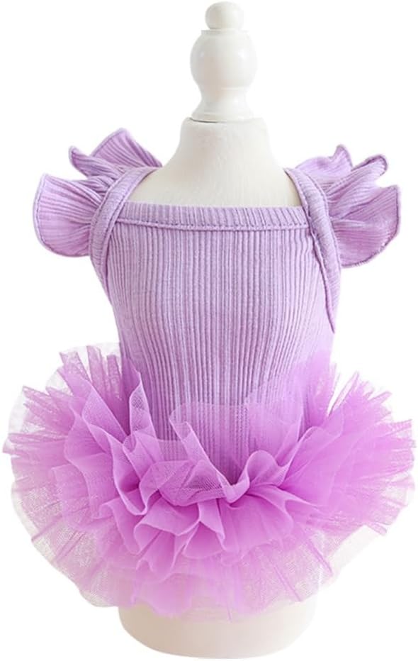 Hdwk&Hped Small Dog Dress Breathable Summer Dog Dress for Puppy Cats Girl Female Tutu Cake Skirt Princess Dress for Birthday Party Costume (Tutu Skirt - Purple, Large)