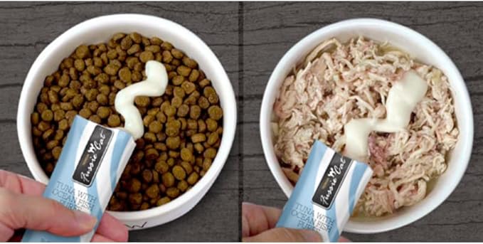 Fussie Cat Puree Grain Free Treat in 3 Flavor Bundle: 1 Tuna with Salmon, 1 Tuna with Ocean Fish & 1 Tuna with Shrimp (3 Four-Tube Packs, 12 Tubes Total, 0.5 Oz per Tube) + Shaynanigans Silicone Lid