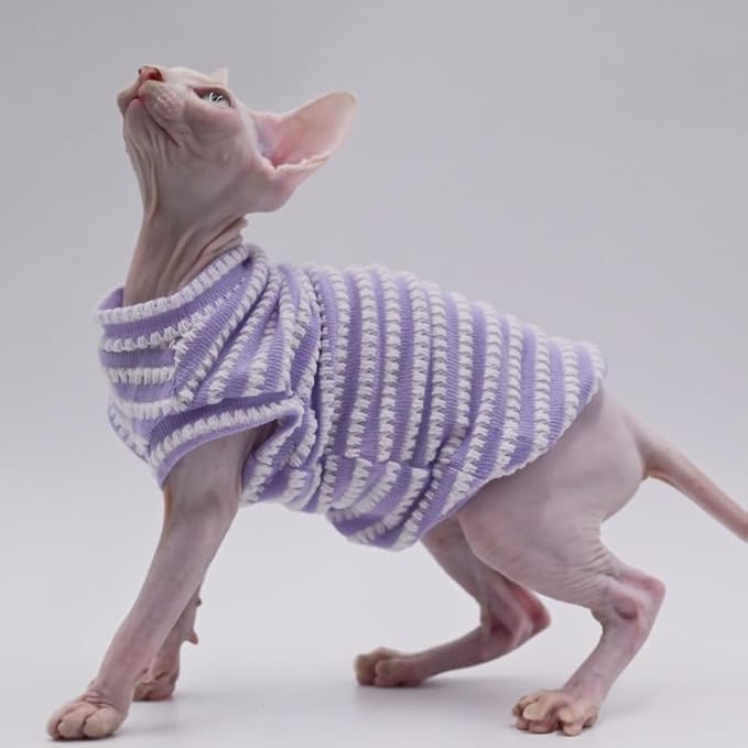 Sphynx Cat Summer Clothes - Pure Cotton, Skin-friendly Devon Clothes for Small Cats (GREY, Medium)