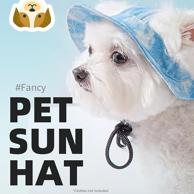 Cat Sun Hat, Baseball Cap with Ears Exposed, Outdoor Sports Hat, Suitable for Small Cats (Blue, Large)