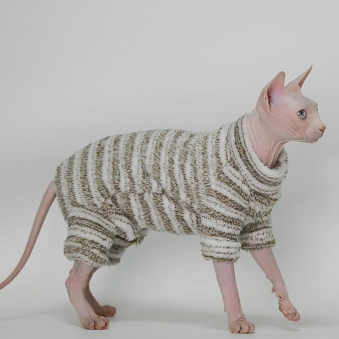 Thick, Warm,Winter Four-Legs Hairless Cat Sweater for Sphynx, Devon Rex, Cornish Rex, Abyssinian, and Small Kitten Breeds, (X-Small)