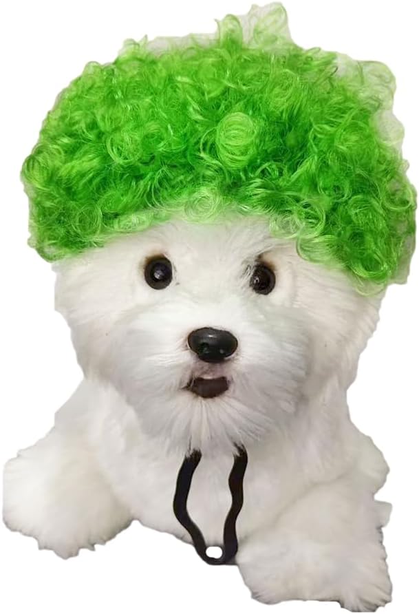 Psivika Pet Wigs Funny Dog Cat Cosplay Wig Pet Costume Cat Cosplay Decoration for Halloween, Christmas, Parties, Festival (Green)