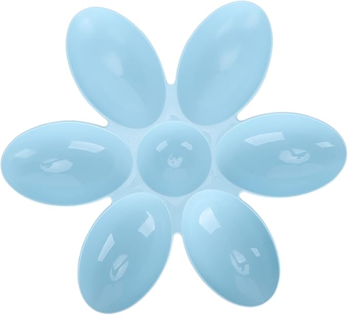 Cat Food Bowl, Plastic Flower Petals Shaped Cat Water Bowls for Feeder, 16.3in Diameter for Cats and Kittens (Blue)