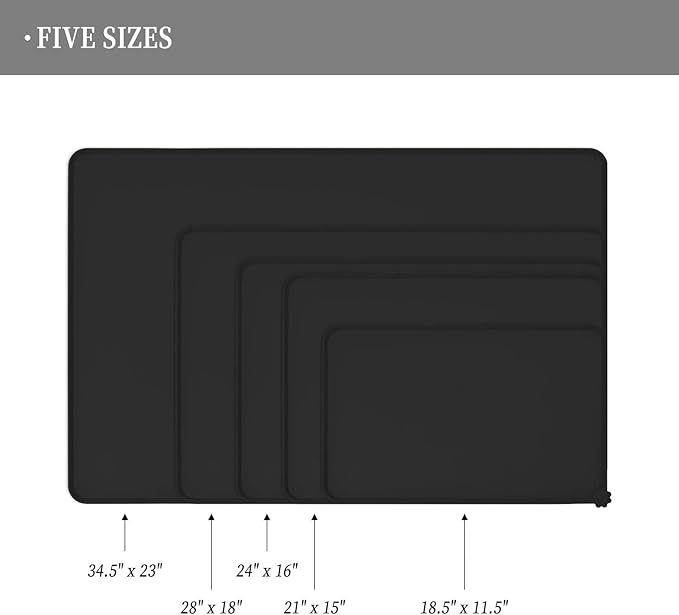 Reopet Waterproof Pet Feeding Mat, Non-Slip Silicone Placemats for Dog Cat Food and Water Bowl, High Raised Edges to Prevent Spills and Protect Floors