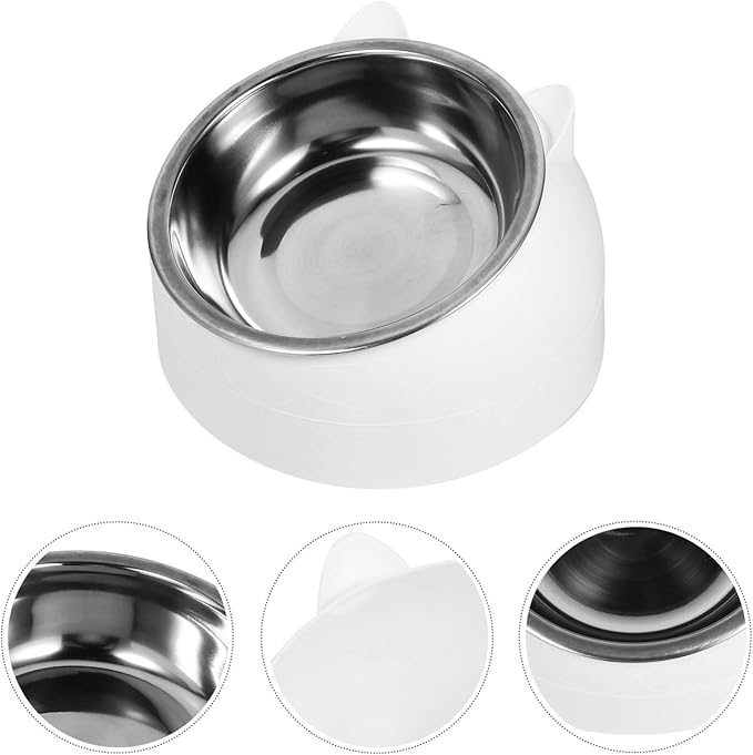 3sets Cat Feeding Watering Supplies Elevated Cat Bowls Accessories Pet Eating Bowl Microwave Dishwasher Safe