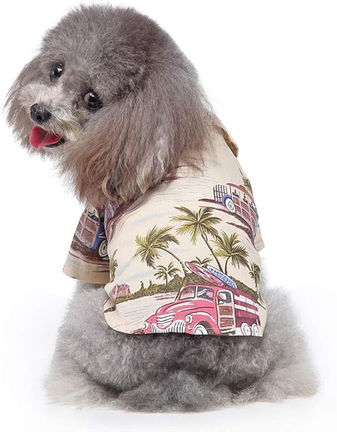 Tangpan Hawaiian Beach Coconut Tree Print Dog Shirt Summer Camp Shirt Clothes (XS-10#, Champagne)