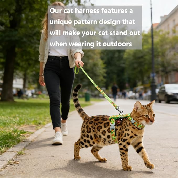 Freezx Cat Harness and Leash Set - Adjustable Escape Proof Cat Harness for Safe Walking - Lightweight Soft Travel Kitten Harness for Small Medium Cats