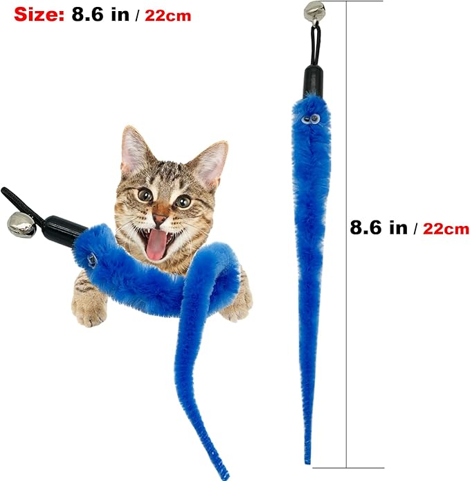 CATENESS Cat Worm Toy Refills, 20 Pieces Cat Wand Attachments Worms Toy for Indoor Cats (A)