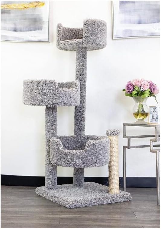 HomeStock Cat Tower with Beds - 30" x 29" x 54" - Scratching Post & Climbing Tree Gray/25 L x 25" W x 50" H