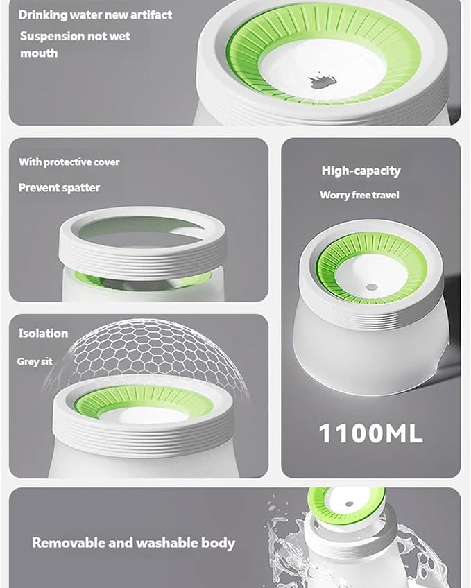 Floating Pet Water Bowl Prevents Wet Mouth for Cats Dogs, Nonslip Base Easy Assembly Pet Drinking Bowl