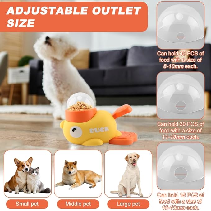 Interactive Dog Puzzle Toy & Slow Feeder, Duck Shape Cat Treat Dispenser for IQ Training, Anti-Gulping to Reduce Bloating, with Anti-Slip Pads for Small Medium Pets