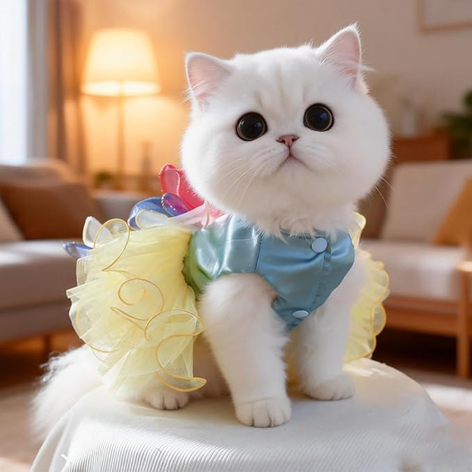 ANIAC Elegant Dog Dress for Small Dogs Girls, Bow Knot Puppy Clothes Female, Cat Princess Tutu Dress, Formal Pet Pary Outfit for Wedding Birthday Valentines (Yellow, X-Large)