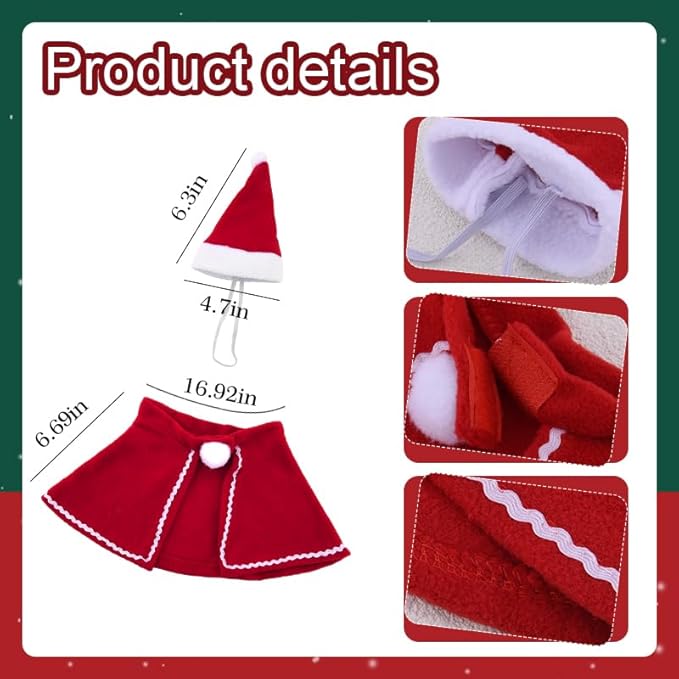 Pet Clothes for Cats Christmas Small Dog Costume Cape Shawl Christmas Hat for Rabbit Cat Holiday Outfit Apparel Dog Small Red Cloak Cat Santa Claus Suit Puppies Accessories Cap Pet Costume Photo Props