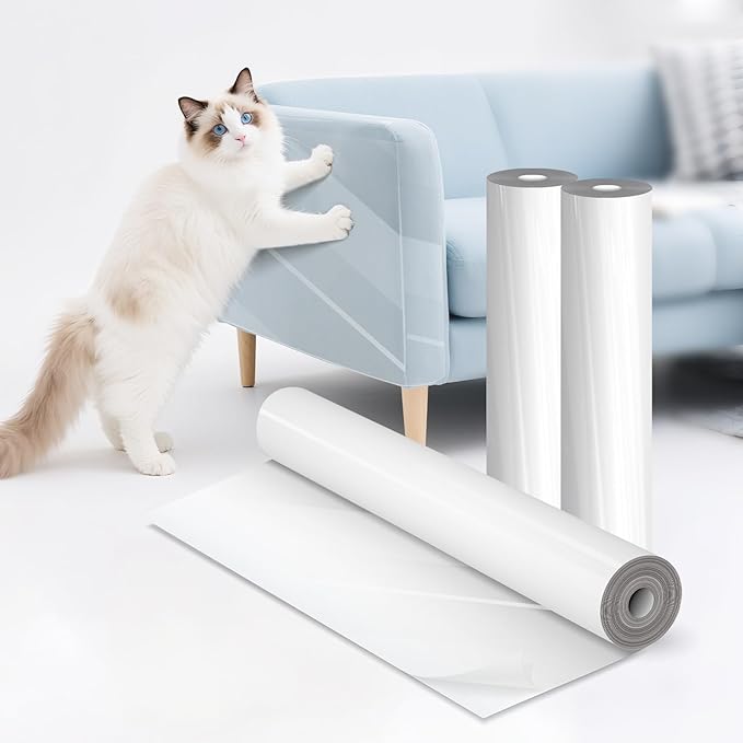 Anti Cat Scratch Furniture Protector,196.8" x 16.9" Couch Shield Against Cat Scratching,Thickened Transparent Self-Adhesive Couch Protector