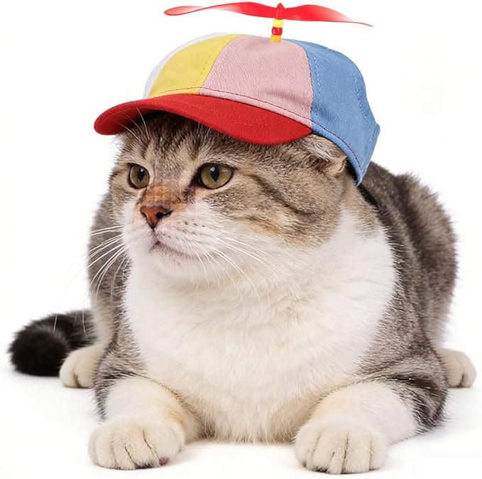 Pet Propeller Hat Cat Dog Colorful Pet Sun Protection Adjustable Baseball Cap Rainbow Pet Spinner Hat Funny Puppy Kitty Baseball Cap