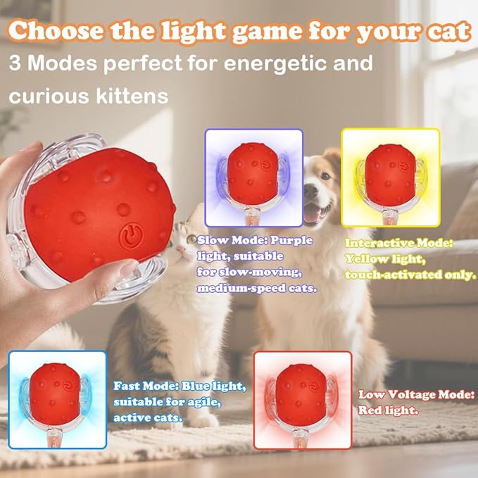 2Packs Interactive Cat Toys Ball for Indoor Cats, Smart Automatic Cat Chase Ball Toy, Generation Moving Cat Ball with Elastic Mesh Tail Motion Activated
