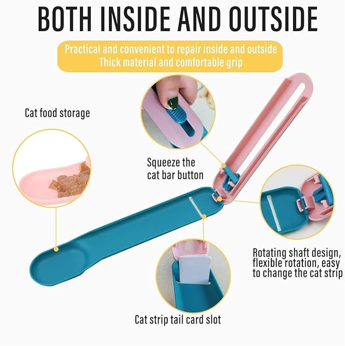 Cat Strip Feeder Spoon, Pet Feeder Cat Strip Squeeze Spoon, Lickable Cat Wet Food Spoon Dispenser for Cat Squeeze Treats Feeding & Watering Supplies, 2Pcs (Cat Spoon Shaped)