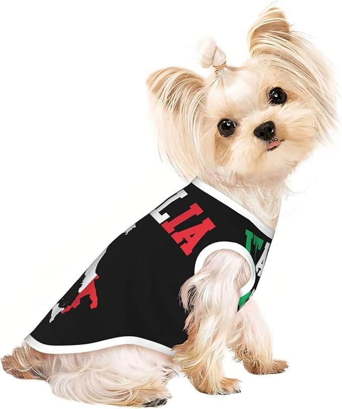 Italia Flag Italy Italian Italiano Map Dog Shirts Sleeveless Puppy Cotton T-Shirts Breathable Dog Clothes Pet Apparel Tank Top Pullover Doggy Cozy Canine Wear for Small Dogs Cats Black Large