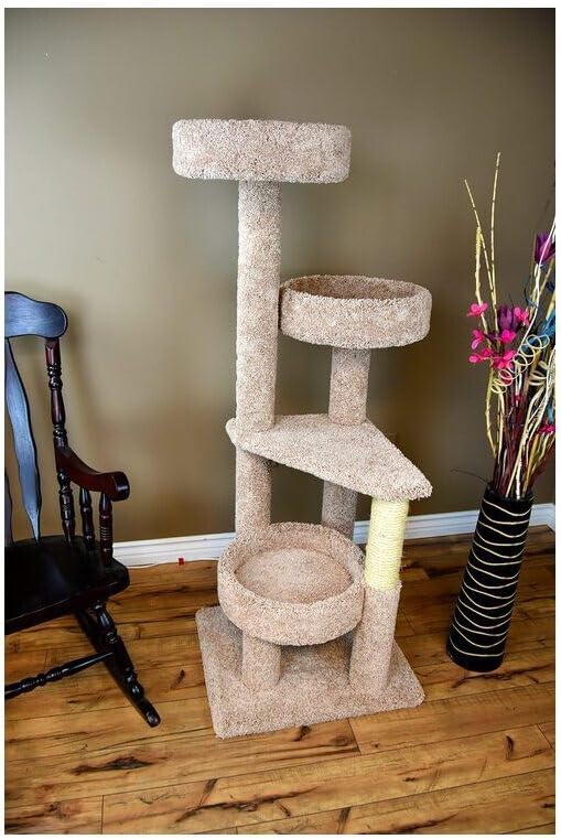 HomeStock Cat Tower Large Multi-LevelCarpeted Cat Tree with Scratching PostsCat Furniture for Indoor Cats Taupe/Neutral