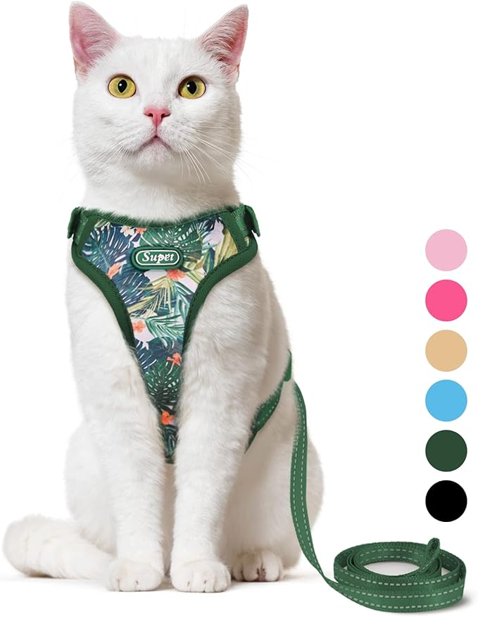 Supet Cat Harness and Leash Escape Proof for Walking, Adjustable for Large and Small Kittens Dogs