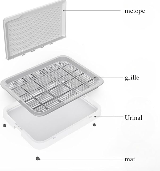 High Wall Dog Potty Tray, Mesh Pee Pad Holder, Indoor Puppy Training Toilet, Dog Litter Box, Housebreaking Supplies for Small Medium Dogs 19.88''LX11.81''WX10.63''H(Grey)