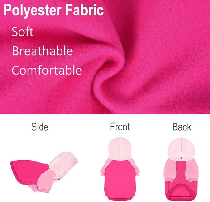 Fashionable Dog Hoodie – Soft & Warm Dog Sweater with Leash Hole,Pet Hooded Sweatshirt for Cats and Dogs with Broad Chests (e.g., French Bulldogs, Pitbulls) (Pink, Medium)