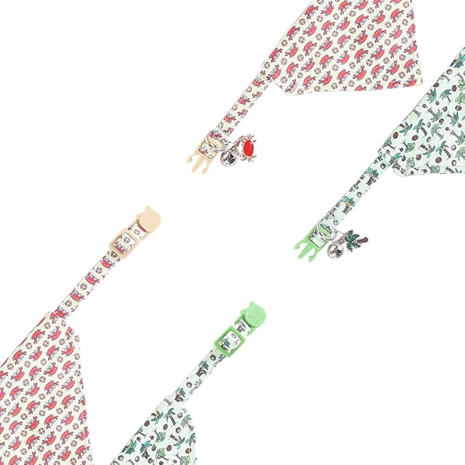 Cat Collar Breakaway with Cute Bandana and Bell Accessories for Kitty Adjustable Safety