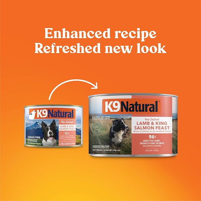 Feline Natural New Zealand Canned Catfood Wet Food, High-Meat, Low-Carb, & Grain Free Cat Food Wet, Lamb & Salmon Feast, 6 oz, Pack of 12