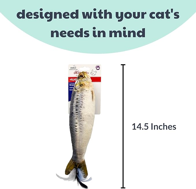 Huxley & Kent Kicker Cat Toy | Sardine | Large Strong Catnip Filled Crinkle Cat Toy | Plush and Burlap Toy Promotes Natural Hunting Instinct | Kittybelles