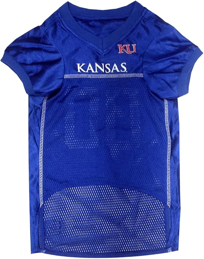 Pets First NCAA College Kansas Jayhawks Mesh Jersey for DOGS & CATS, Small.Licensed Dog Jersey with your Favorite Football/Basketball College Team