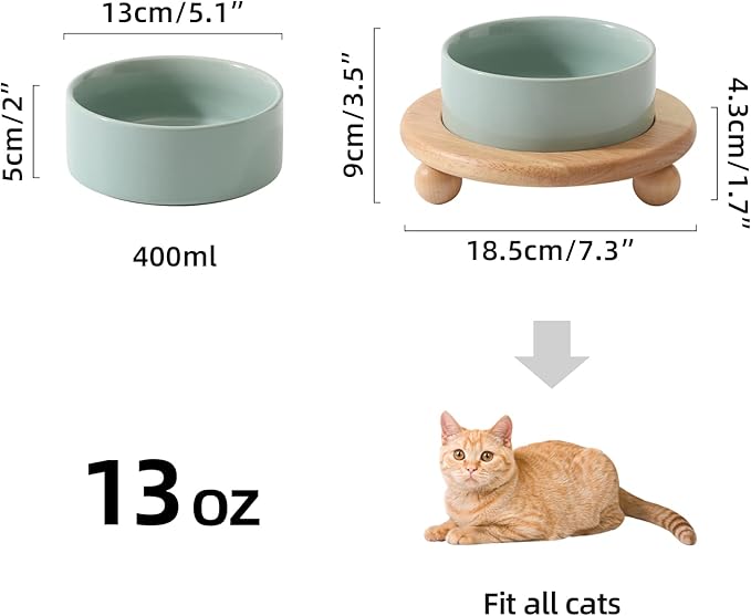 Havniva Raised Cat Bowls Water Bowl 5.1” Elevated Ceramic Cat Food and Water Bowl Whisker Friendly Pet Food Bowls for Indoor Cats, Wide Cat Water Dish Prevent Whisker Fatigue Non Slip Cat Feeder