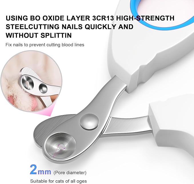 Aogeili Cat Claw Nail Clippers, Beginner Friendly Safety Trimmer, Pet Grooming Essentials Accessories with Stainless Steel Non Slip Handle for Kitten Puppy Rabbit Small Pets